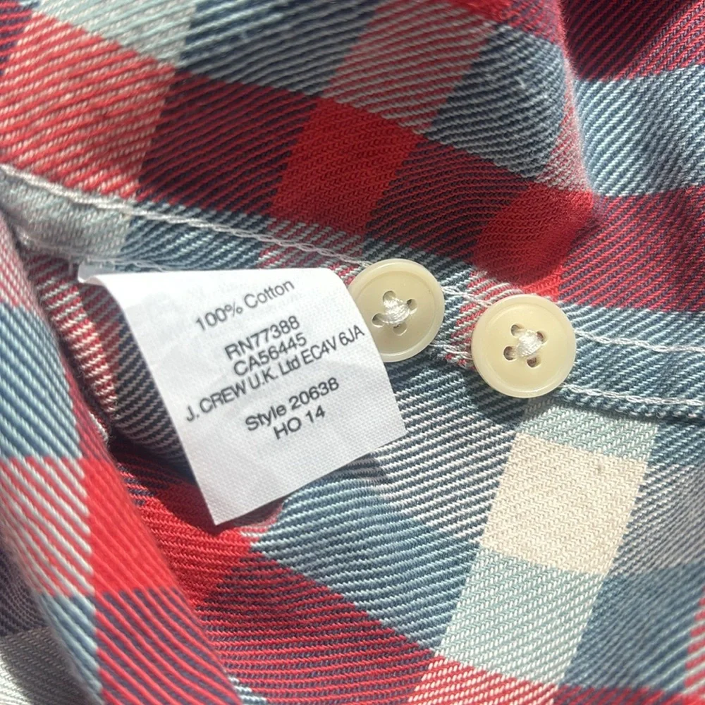 J. Crew Men’s Flannel Heavyweight Red Blue Button Down Sz Medium Preppy NWT